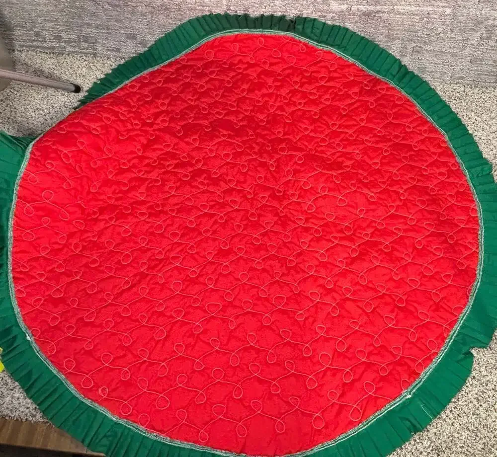 Vintage Handmade Reversible Christmas Tree Skirt Blue Polar Bears Red  45